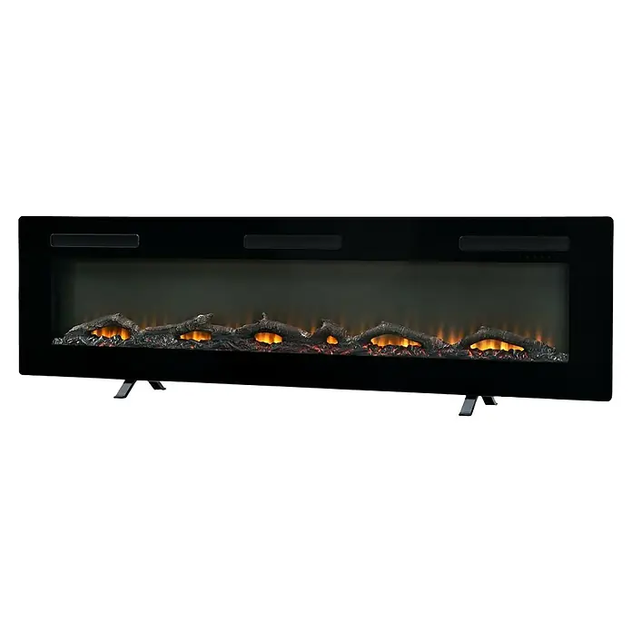 Dimplex Chimenea eléctrica Sierra 72 - Negro, 1.300 W - 1.600 W, 13,3 x 162,6 x 54,7 cm - Elegante chimenea eléctrica con leños simulados y efectos de llama realistas, todo dentro de un moderno marco negro.