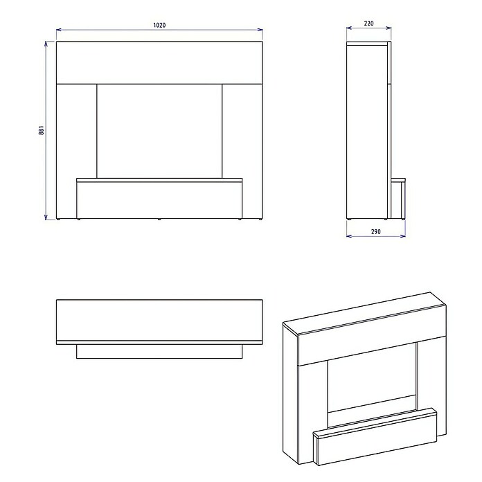 Dimplex Chimenea eléctrica Vigor (1.400 W, Blanco y negro, L x An x Al: 29 x 102 x 88,1 cm) | BAUHAUS