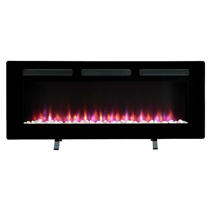 Dimplex Chimenea eléctrica Sierra 48 - Negro, 1.300 W - 1.600 W, 13,3 x 104,6 x 54,7 cm - Chimenea eléctrica negra con llamas realistas y piedras blancas, que brinda calidez acogedora y una estética moderna a cualquier espacio habitable.