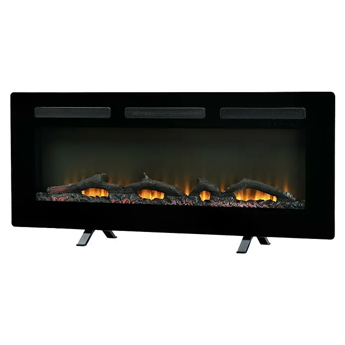 Dimplex Chimenea eléctrica Sierra 48 - Negro, 1.300 W - 1.600 W, 13,3 x 104,6 x 54,7 cm - Chimenea eléctrica con fuego simulado y troncos. La chimenea tiene una carcasa negra y está sobre pies.