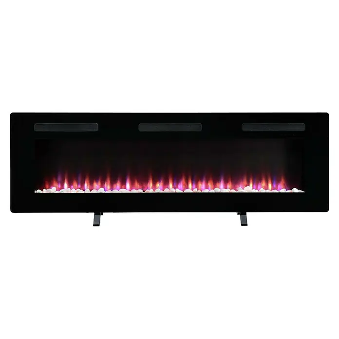 Dimplex Chimenea eléctrica Sierra 60 - Negro, 1.300 W - 1.600 W, 13,3 x 131,8 x 54,7 cm - Chimenea eléctrica negra con llamas de colores y guijarros blancos, creando un ambiente acogedor. Una solución de calefacción moderna.