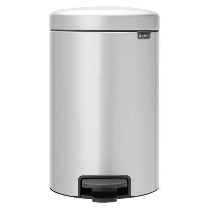 Brabantia Treteimer newIcon12 l, Grau, Rund, Stahl Front View