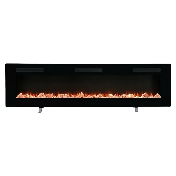 Dimplex Chimenea eléctrica Sierra 72 - Negro, 1.300 W - 1.600 W, 13,3 x 162,6 x 54,7 cm - Esta moderna chimenea eléctrica negra crea un ambiente acogedor con llamas simuladas y decoración de cristal.
