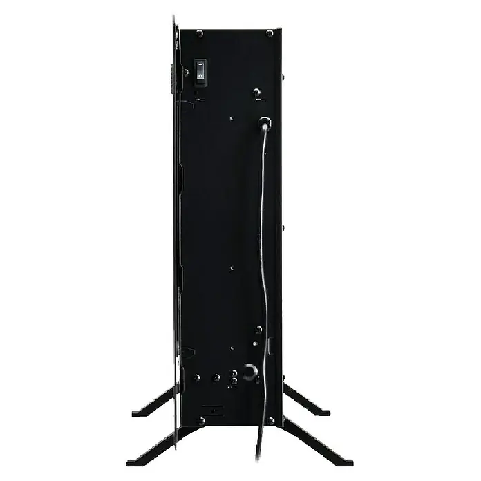 Dimplex Chimenea eléctrica Sierra 72 - Negro, 1.300 W - 1.600 W, 13,3 x 162,6 x 54,7 cm - Vista posterior de un aparato negro con patas, incluyendo un cable de alimentación e interruptor.