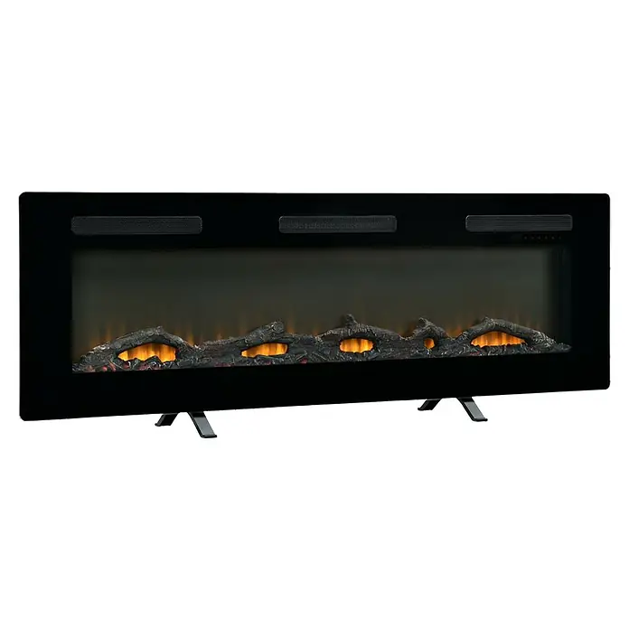 Dimplex Chimenea eléctrica Sierra 48 - Negro, 1.300 W - 1.600 W, 13,3 x 104,6 x 54,7 cm - La imagen muestra una chimenea eléctrica con llamas simuladas, diseñada para crear un ambiente cálido. El marco negro acentúa su diseño moderno.