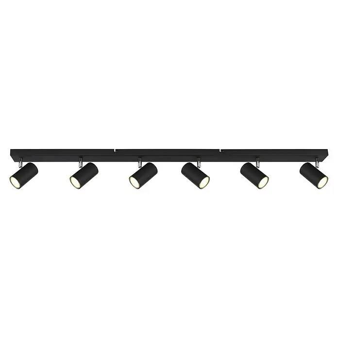 Globo Robby Regleta Robby - 35 W, L x An x Al: 115 x 6 x 12 cm, Negro, Negro, GU10 - El foco LED negro con seis focos es una solución de iluminación elegante y moderna para cualquier habitación.