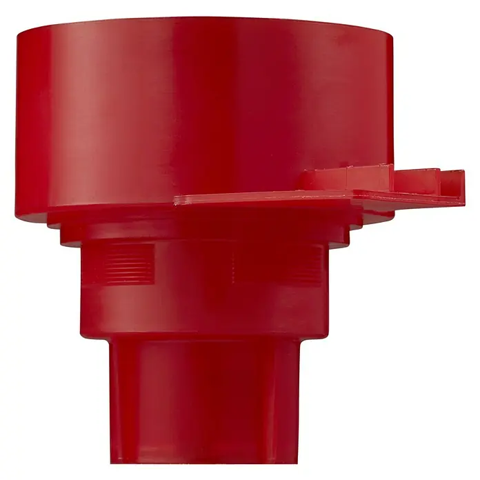 Toyotomi Parafina Toyotube - 1,4 l, 6 ud. - Adaptador de grifo rojo con forma cilíndrica escalonada y una lengüeta lateral, diseñado para conectar a una manguera o aparato.