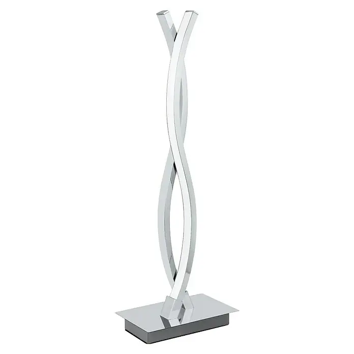 Eglo Lámpara de sobremesa LED Lasana 2 - 10 W, L x An x Al: 16 x 10 x 46 cm, Cromo, Blanco cálido - Elegante lámpara de pie LED con diseño retorcido. La lámpara cromada aporta un ambiente moderno a cualquier estancia y ofrece luz sin deslumbramiento.