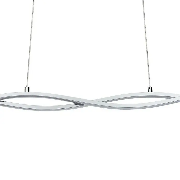 Eglo Lasana 2 Lámpara colgante LED - Altura: 120 cm, 1.200 lm - Lámpara colgante LED moderna con diseño curvo y acabado plateado, ideal para interiores elegantes. Iluminación elegante.