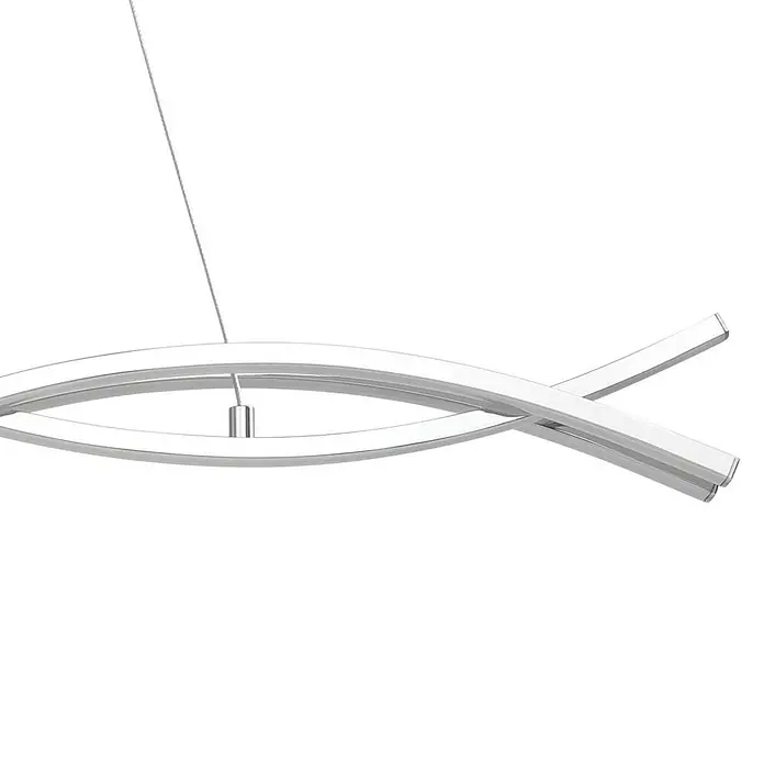 Eglo Lasana 2 Lámpara colgante LED - 35 W, L x An x Al: 100 x 8 x 120 cm, Cromo, Blanco cálido - Lámpara colgante LED moderna con forma de pez. Diseño elegante con acabado plateado, ideal para interiores modernos y salas de estar.