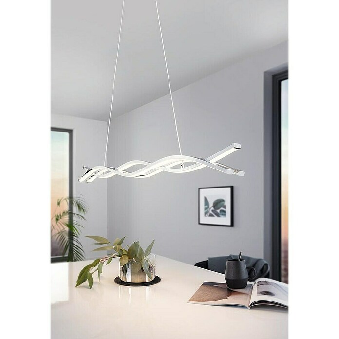 Eglo Lasana 2 Lámpara colgante LED (35 W, L x An x Al: 100 x 8 x 120 cm, Cromo, Blanco cálido) | BAUHAUS