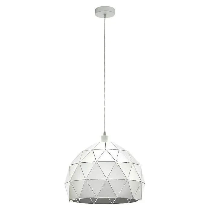 Eglo Roccaforte Lámpara colgante redonda - Altura: 110 cm, Blanco - Lámpara colgante con diseño geométrico. Esta lámpara colgante blanca es un elegante atractivo en cualquier habitación.