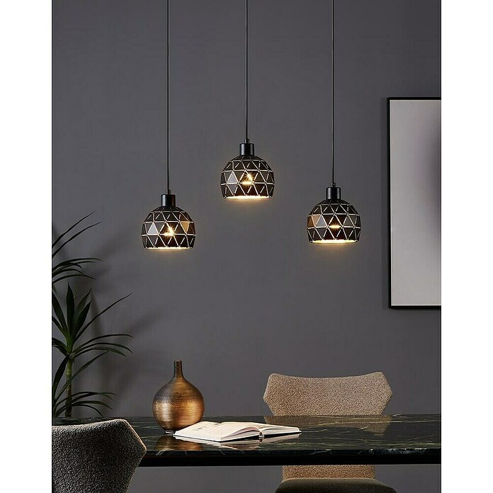 Eglo Roccaforte Lámpara colgante redonda (120 W, L x An x Al: 75 x 17 x 110 cm, Negro, E14) | BAUHAUS