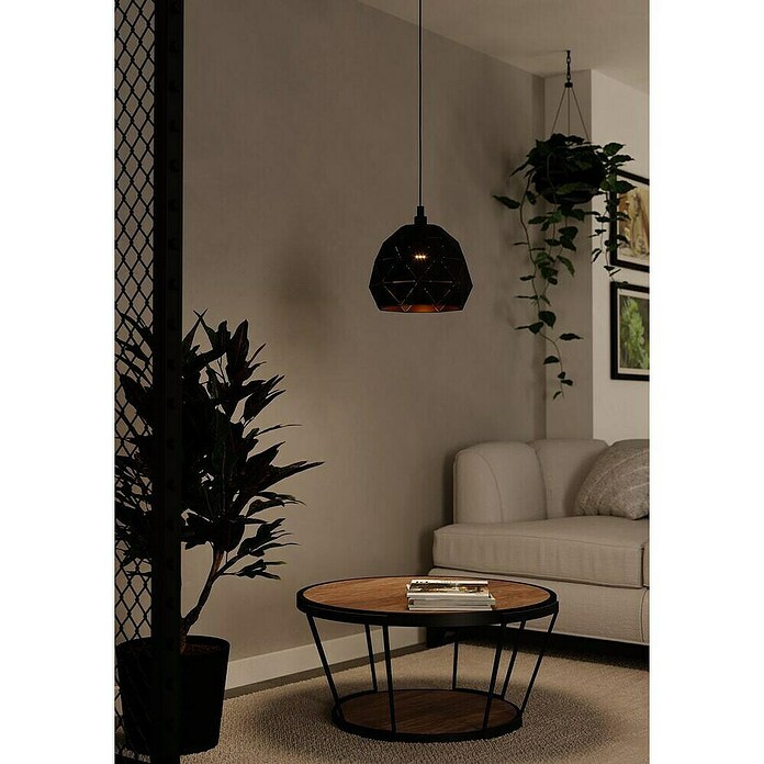 Eglo Roccaforte Lámpara colgante redonda (60 W, Ø x Al: 30 x 110 cm, Negro, E27) | BAUHAUS