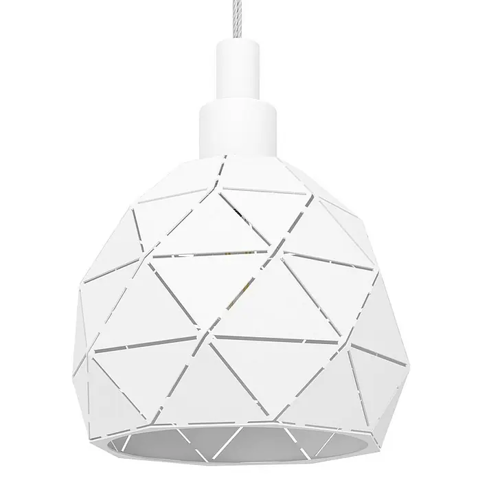 Eglo Roccaforte Lámpara colgante redonda - 40 W, L x An x Al: 45 x 17 x 110 cm, Blanco, E14 - Elegante lámpara colgante blanca con un diseño geométrico moderno. Perfecta para agregar un toque de elegancia a cualquier habitación.
