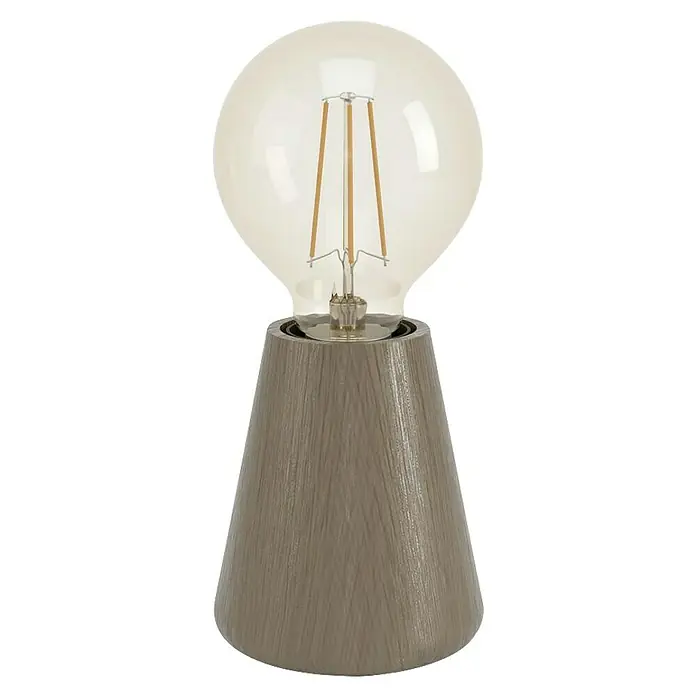 Eglo Lámpara de sobremesa Asby - 40 W, Marrón, E27 - Elegante lámpara de mesa con un diseño de bombilla único y una base moderna con aspecto de madera. Perfecta para cualquier decoración.