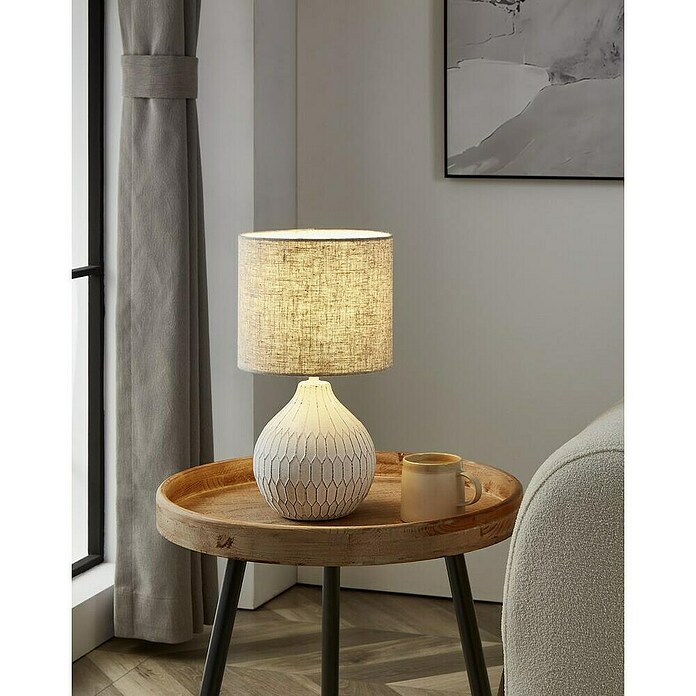 Lámpara de sobremesa redonda Bellariva 3 (40 W, Ø x Al: 30 x 36 cm, Blanco, E27) | BAUHAUS