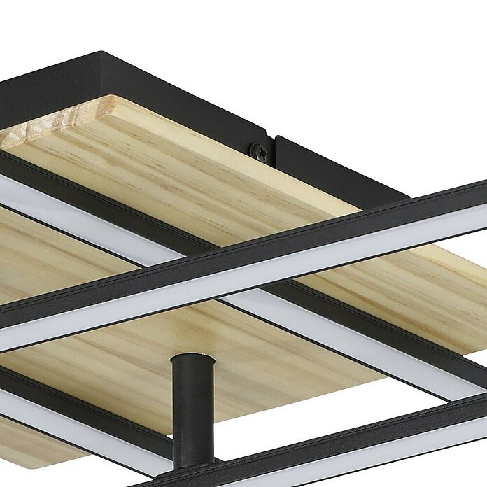 Eglo Plafón LED Marinello 1 (21,2 W, L x An x Al: 50 x 50 x 9 cm, Negro/Marrón, Blanco cálido) | BAUHAUS