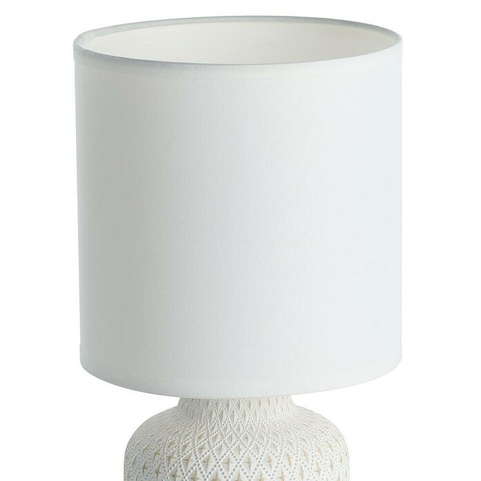 Eglo Lámpara de sobremesa redonda Bellariva (40 W, Ø x Al: 15 x 32 cm, Blanco/Crema, E27) | BAUHAUS