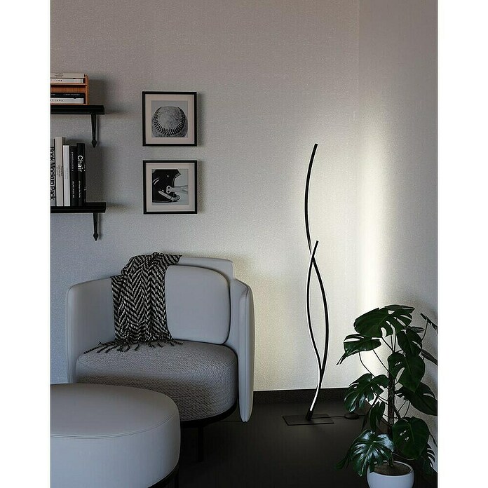 EGLO Staande lamp PICACHA Vloerlamp in zwart van staal - 29W - warmwit