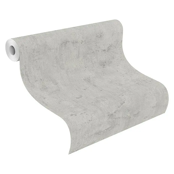 Rasch Tapetenwechsel Vliestapete - Grau, Betonoptik, 10,05 x 0,53 m - Ein detailliertes Bild einer Rolle hochwertiger, grauer Betonoptik-Tapete, ideal für moderne Innenräume und zur Wandgestaltung.