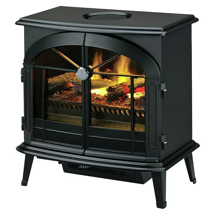Dimplex Chimenea eléctrica Stockbridge - Negro, 1.000 W - 2.000 W, L x An x Al: 39 x 62 x 66 cm - Chimenea eléctrica negra con fuego simulado para una calidez y un ambiente acogedor en cualquier habitación.