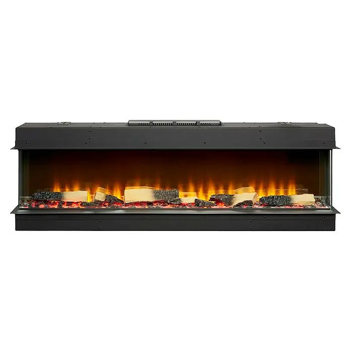 Focalpoint Chimenea eléctrica Eccentra 1500 - L x An x Al: 22,3 x 151,5 x 24,4 cm - Chimenea eléctrica moderna con llamas realistas e imitación de troncos para un ambiente acogedor.