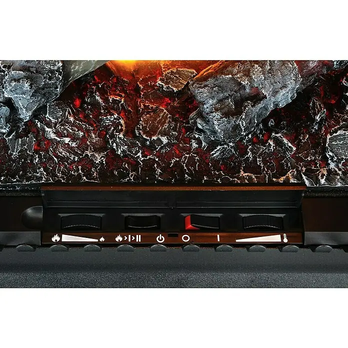 Dimplex Chimenea eléctrica Stockbridge - Negro, 1.000 W - 2.000 W, L x An x Al: 39 x 62 x 66 cm - Primer plano de un calefactor eléctrico con controles fáciles de usar y una chimenea de aspecto realista, que añade calidez y ambiente.