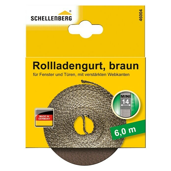 Schellenberg Rollladengurt (Braun, Länge: 6 m, Gurtbreite: 14 mm)