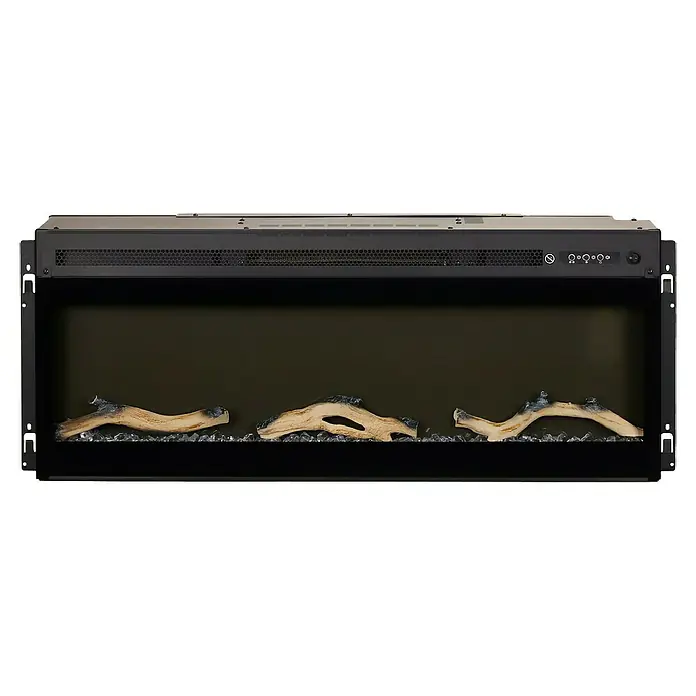 Focalpoint Chimenea eléctrica Sasanoa 40 - Negro, 1.500 W, L x An x Al: 15 x 100,8 x 41,9 cm - Elegante chimenea negra con troncos decorativos y cristales. Añade un ambiente acogedor con un efecto chimenea.