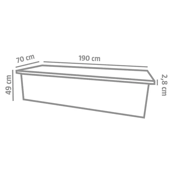 EHL Creaform Sitzbank - 190 x 67 x 45 cm, Steingrau, Beton - Rechteckiger Pflanzkasten mit Maßen: 190 cm Länge, 70 cm Breite, 49 cm Höhe und 2,8 cm Rand.