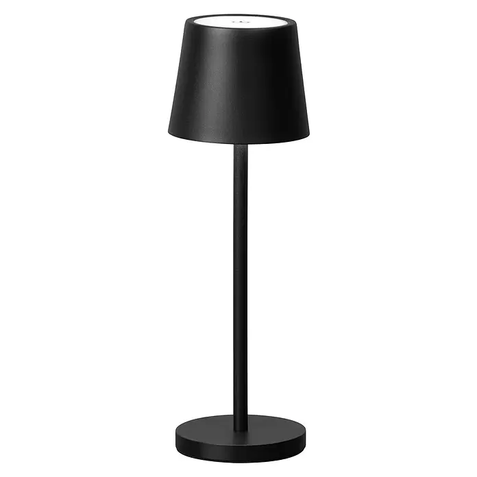 FHL easy Akku-Tischleuchte Roxi - 1,5 W, L x B x H: 9 x 9 x 27,5 cm, Schwarz, Warmweiß - Schwarze kabellose Tischlampe mit konischem Schirm und rundem Fuß.