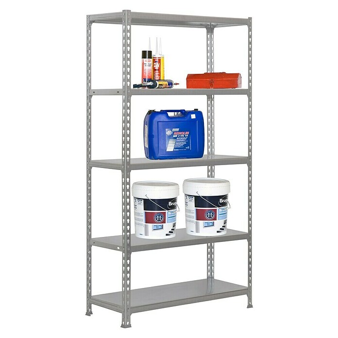 Simonrack Simonclick Estantería metálica (Al x An x Pr: 180 x 90 x 50 cm, Capacidad de carga por balda: 180 kg, Número de baldas: 5 ud., Inserción, Gris/Galvanizado) | BAUHAUS