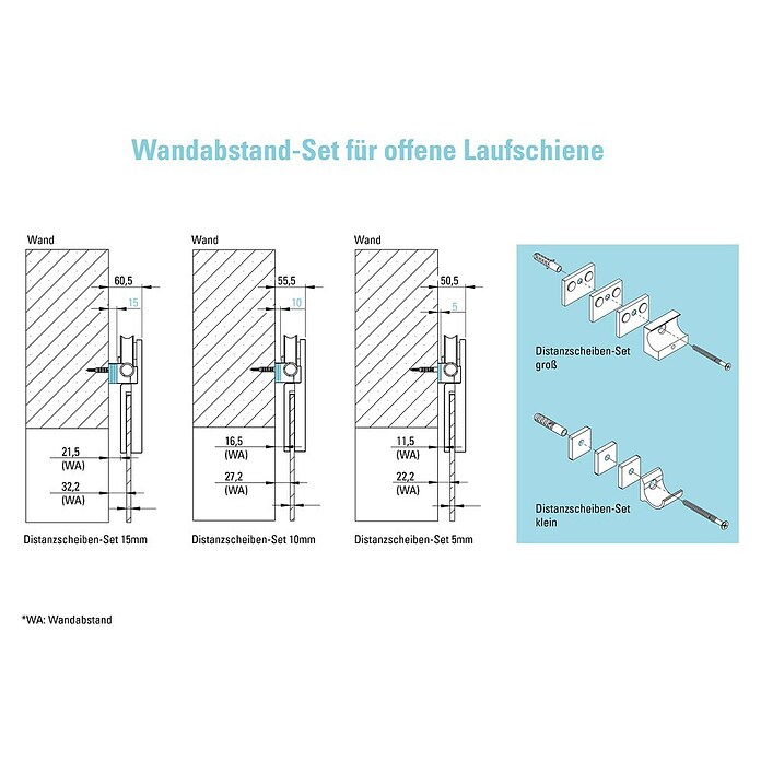 Diamond Doors Distanzscheiben-Set Tender Pure (Passend für: Diamond Doors Glasschiebetür-Beschlag Tender Pure) | BAUHAUS