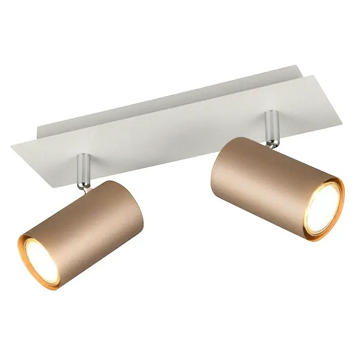 Trio Leuchten Marley Deckenstrahler - 35 W, L x B x H: 9 x 30 x 15 cm, Coffee, GU10 - Moderne Deckenleuchte mit zwei schwenkbaren, bronzefarbenen Strahlern und weißer Montageplatte für eine stilvolle Beleuchtung.