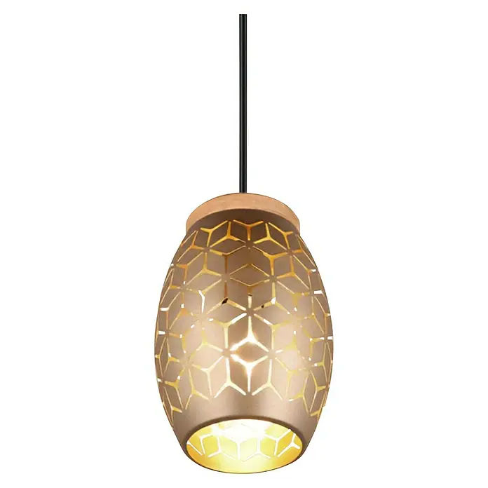 Reality Leuchten Bidar Lámpara colgante - 28 W, L x An x Al: 15 x 15 x 150 cm, Café, E27 - Lámpara colgante de bronce con diseño geométrico. La luz cálida crea un ambiente agradable, ideal para espacios modernos.