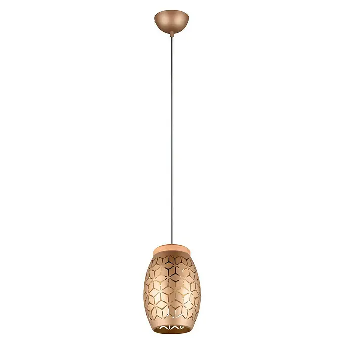 Reality Leuchten Bidar Lámpara colgante - 28 W, L x An x Al: 15 x 15 x 150 cm, Café, E27 - Elegante lámpara colgante con diseño geométrico. Esta lámpara de metal dorado ofrece una iluminación agradable en la habitación.