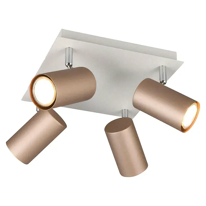 Trio Lighting Marley Regleta 4 luces - 35 W, L x An x Al: 24 x 24 x 15 cm, Gris, GU10 - Esta lámpara de techo cuenta con cuatro focos ajustables individualmente en un diseño elegante, perfecto para espacios modernos.