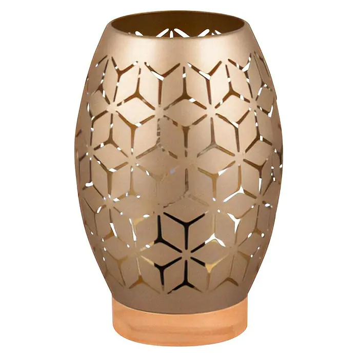 Reality Leuchten Bidar Tischleuchte - 28 W, Ø x H: 15 x 21,5 cm, Coffee, E27 - Elegante goldene Duftlampe mit filigranem Muster. Ein stilvolles Accessoire zur Raumbeduftung.
