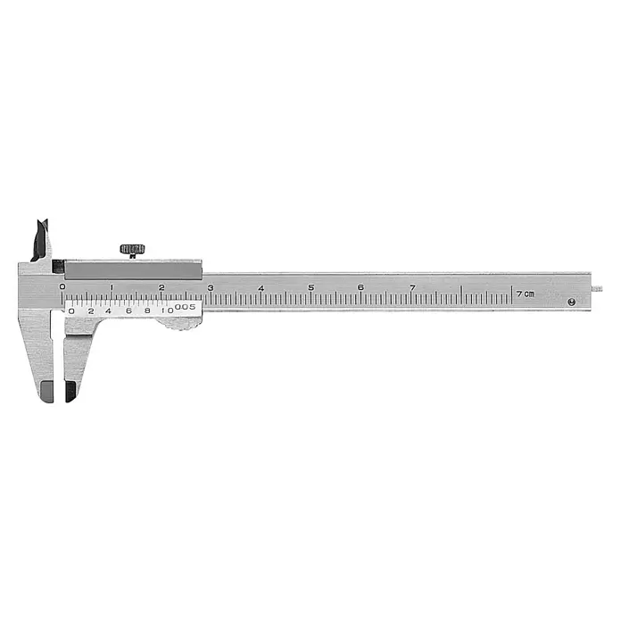 Scala Messschieber - Messbereich: 7 cm, Stahl - Messschieber aus Metall, Präzisionswerkzeug zum Messen, mit 0.05mm Genauigkeit und sichtbaren cm- und mm-Skalen.