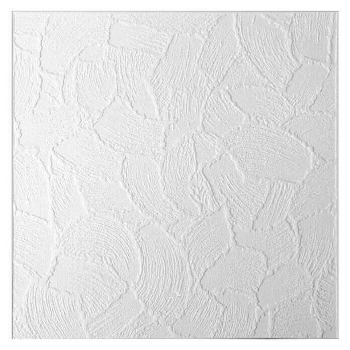 Deckenplatte Kellenputz - 50 x 50 cm, Weiß, 2 m², Polystyrol geschäumt - Vorderansicht