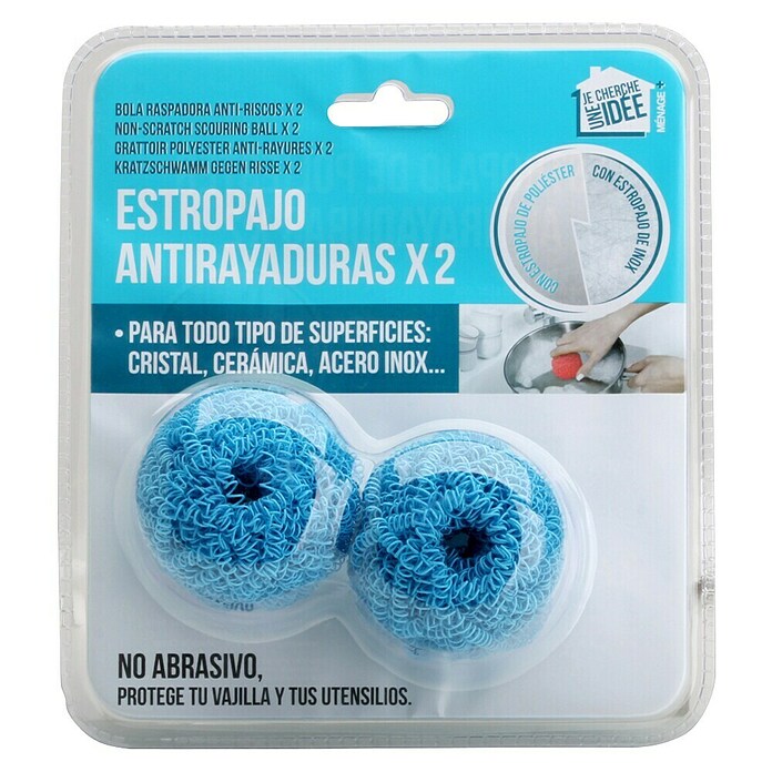 Estropajo antirrayadura (Plástico, 2 ud., Azul/Verde/Lila/Rosa) | BAUHAUS