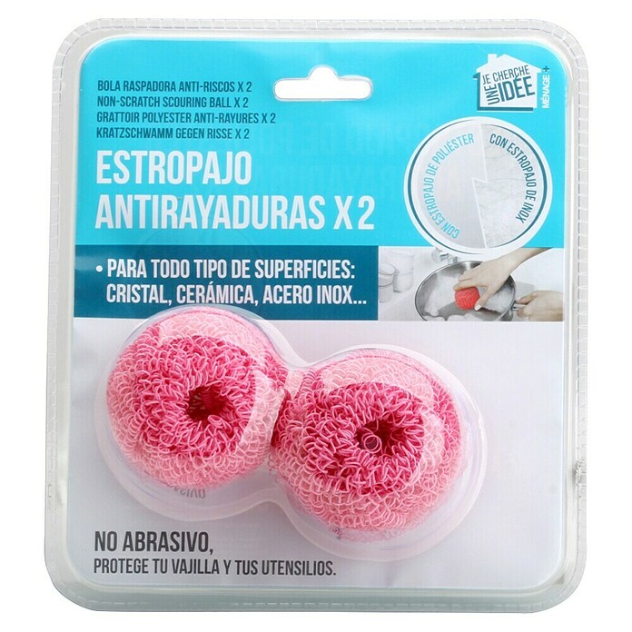 Estropajo antirrayadura (Plástico, 2 ud., Azul/Verde/Lila/Rosa) | BAUHAUS