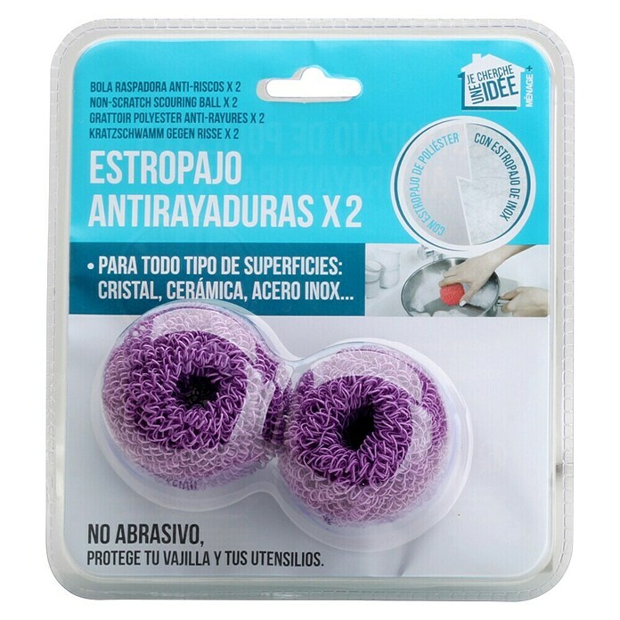 Estropajo antirrayadura (Plástico, 2 ud., Azul/Verde/Lila/Rosa) | BAUHAUS