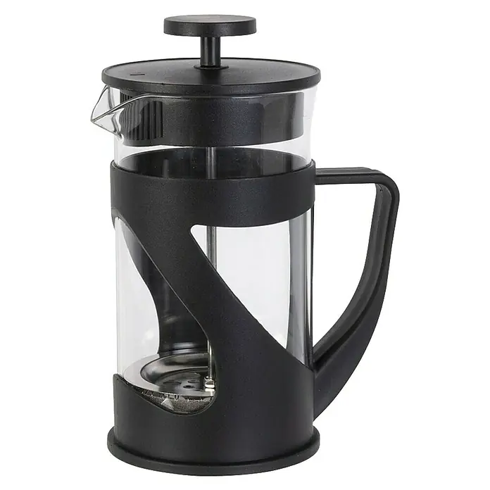 Cafetera de émbolo - 600 ml, 5 tazas - Cafetera francesa con marco negro y recipiente de vidrio. Ideal para preparar café aromático.