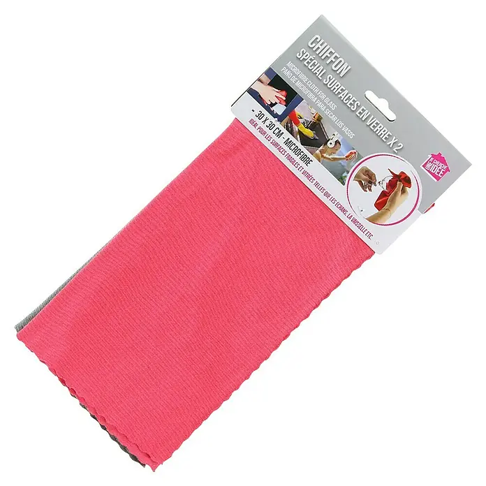Bayeta de microfibra - 2 ud., Microfibra, 30 x 30 cm - Paquete de dos paños de microfibra rosa, perfectos para limpiar superficies de vidrio y otras superficies delicadas.