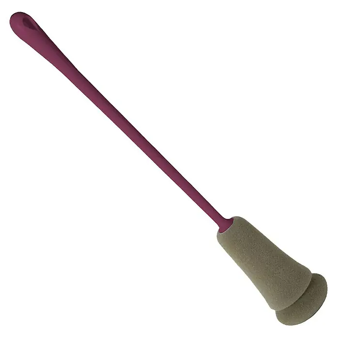 Esponja limpiadora de botellas - Ø x Al: 5,5 x 34,5 cm - Primer plano de un aplicador de color morado con punta de esponja. Ideal para aplicar pintura o cosméticos.