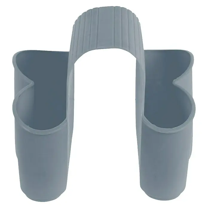 Cesta para la esponja de cocina doble - Silicona, Gris - Organizador de fregadero gris con dos compartimentos y un voladizo acanalado para colgar en el fregadero.