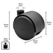 Stabilit Doppelrolle (Durchmesser Rollen: 40 mm, Traglast: 20 kg, Gleitlager, Mit Rückenloch, Durchmesser Rückenloch: 8 mm)