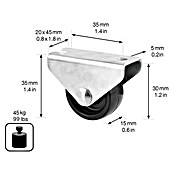 Stabilit Möbel-Bockrolle (Durchmesser Rollen: 30 mm, Traglast: 45 kg, Gleitlager, Höhe: 35 mm)